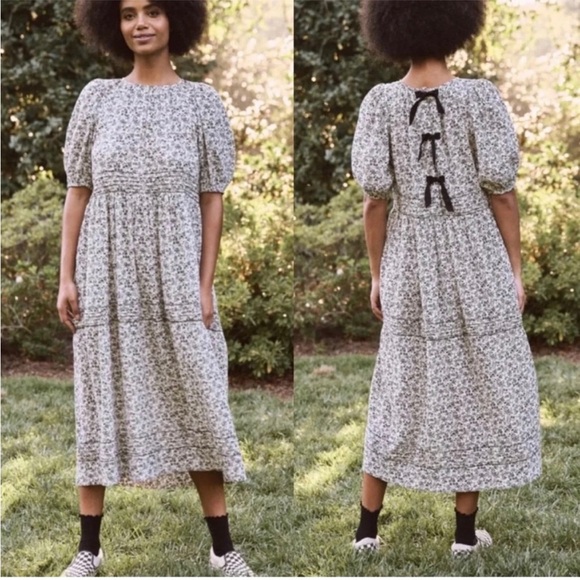 THE GREAT. Dresses & Skirts - The Great Medium Songbird Bow-Back Midi Dress Tie Back